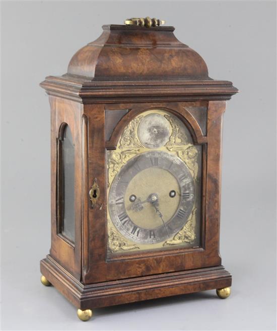 William Page of London. An early 18th century walnut bracket clock, height 13.5in.